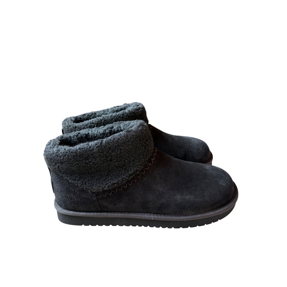 Earth ET Wylson Black Suede Faux Shearling Ankle Boots Womens 10M NWT